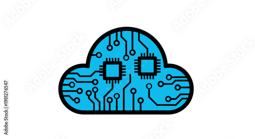 Cloud Computing Design Depicting Technology and Data Processes for Digital Infrastructure