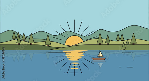 Sailing Boat on Calm Water Surface.