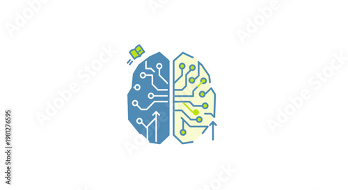 Conceptual image of a digital brain, connecting technology and mind with innovation