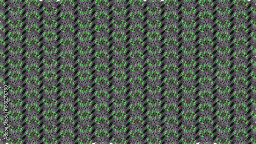 Green knitted wool fabric texture with visible yarn threads in a close-up pattern design