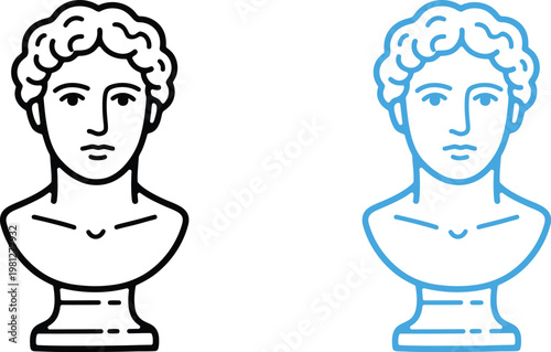Ancient roman busts a comparative study of line art and color outlines