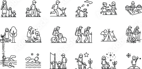 Vintage engraving set medieval castles and figures silhouette isolated on transparent background