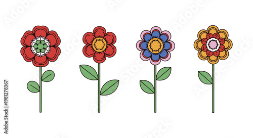 Crochet Flower Line art vector creative abstract illustration