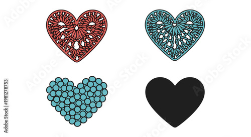 Crochet Heart Line art vector abstract modern illustration