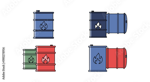 Flammable fuel barrel Line art creative abstract minimal shapes