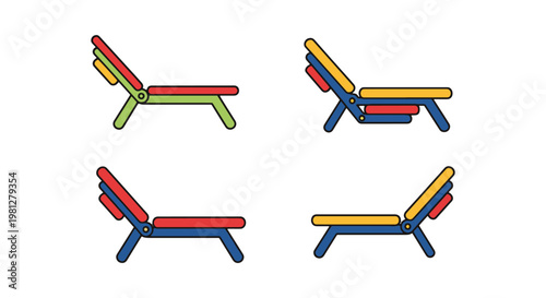 Folding Sun Lounger Line art abstract color pattern vector