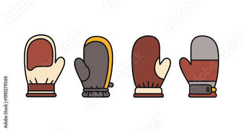 Down mittens Line art vector creative abstract pattern