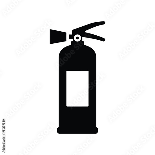 Fire extinguisher train icon black silhouette flat design