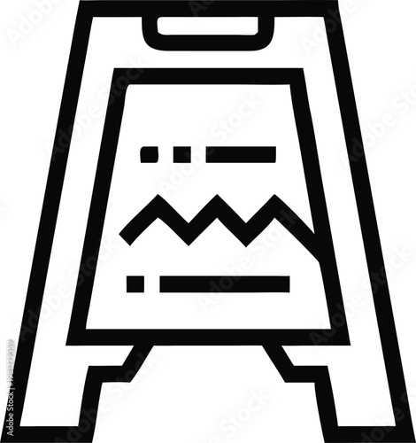 Important caution wet floor sign icon with wavy lines indicating slippery hazard