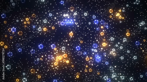 Abstract Defocused Glitter Light Background In Blue Gold And Black. Blue Gold Defocus, Soft Glitter Scatter, And Dark Contrast Shape A Reflective Light Composition