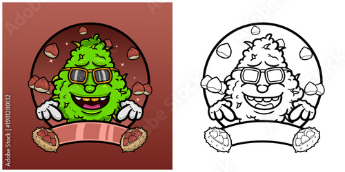 Chestnut Flavor with Weed Mascot Cartoon. Weed Design For Logo, Label and Packaging Product.
