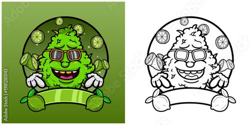 Lime Flavor with Weed Mascot Cartoon. Weed Design For Logo, Label and Packaging Product.