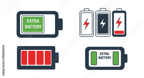 Extra batteries Line art simple abstract colorful vector