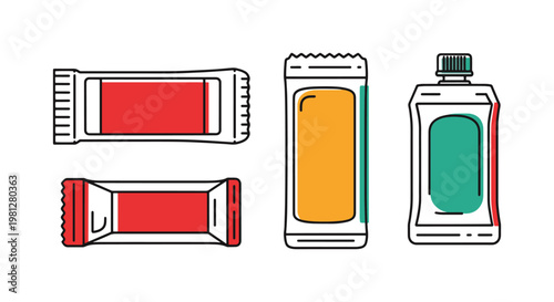 Energy Gel Pack Line art abstract simple illustration