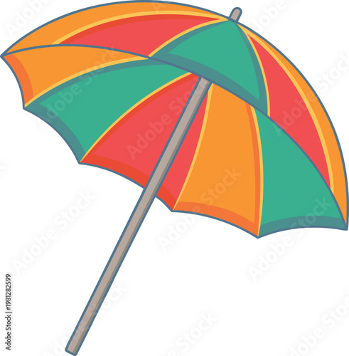 Colorful Beach Umbrella Flat Vector Illustration Design