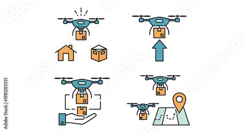 Drone Delivery Line art vector abstract clean illustration