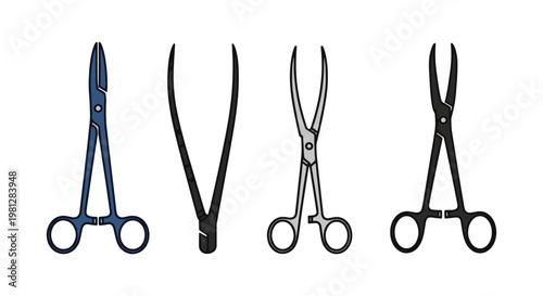 Forceps Line art vector set creative abstract clean shapes