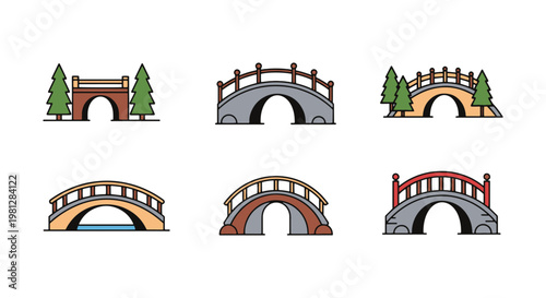 Forest Bridge Line art vector creative abstract color pattern