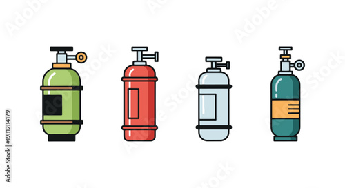 Cryogenic cylinder Line art minimal abstract vector