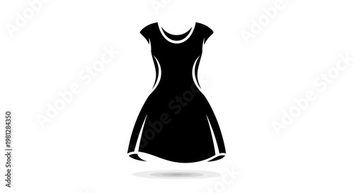 Elegant Black Dress Silhouette on White Backdrop: Fashionable and Minimalistic Design