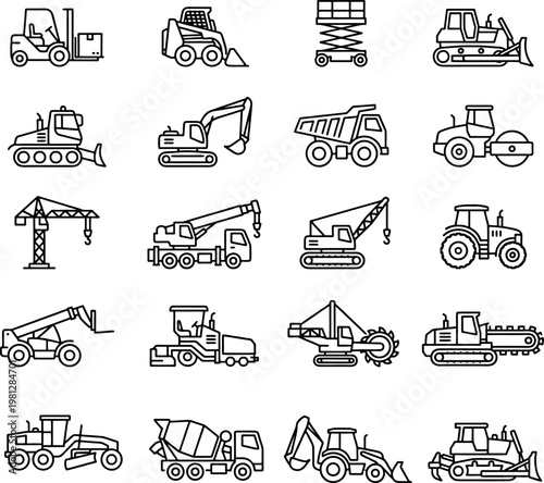 Construction and heavy equipment icons