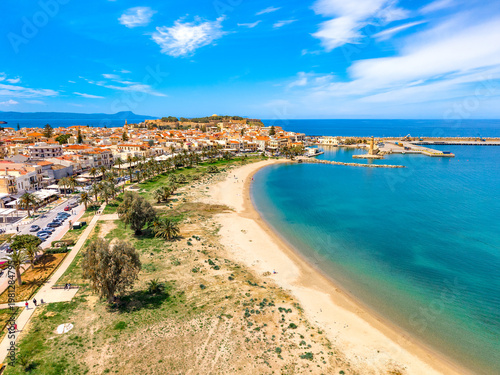 Scenic landscape of palm trees, turquoise water and tropical beach, Vai, Crete, Greece.