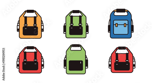 Dry bag Line art vector set clean graphic abstract