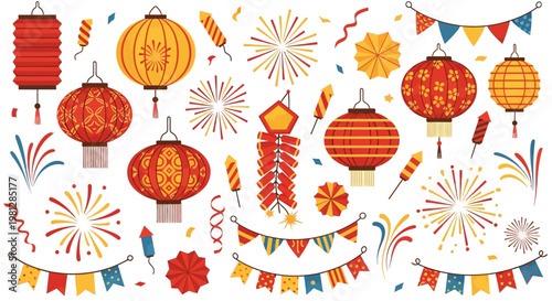 Chinese New Year Fireworks Decorations.