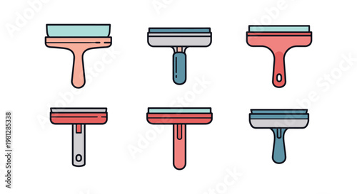 Squeegee Line art vector set abstract simple shape illustration