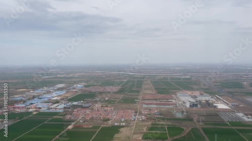 Aerial view flying over Qingdao in China 