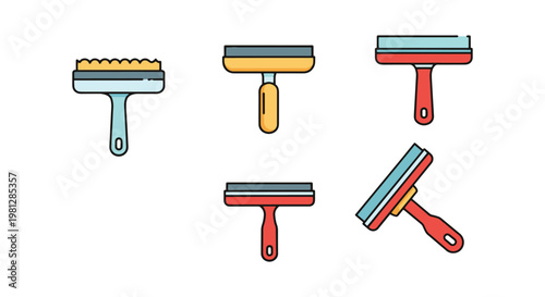 Squeegee Line art vector set simple abstract modern illustration