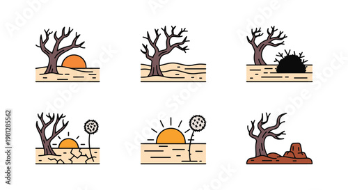 Dry Forest Line art vector clean colorful abstract