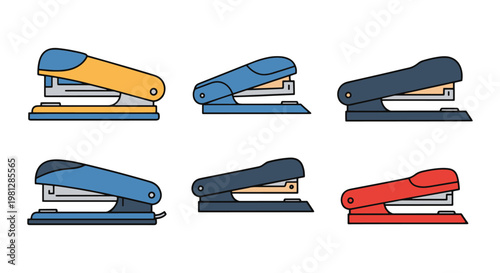 Stapler Line art vector set abstract clean illustration