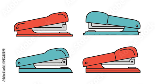 Stapler Line art vector set abstract modern illustration