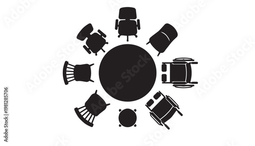 Diverse chairs around a round table for inclusion and accessibility concept