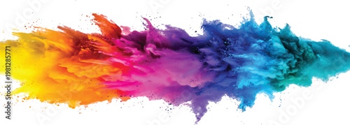 abstract colorful powder explosions on white background