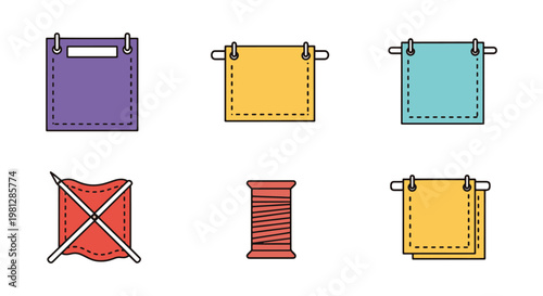 Fabric Craft Line art vector clean abstract colorful shapes
