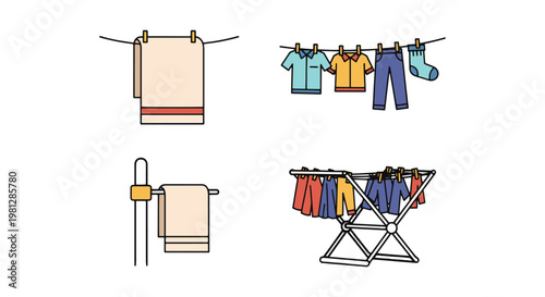 Drying cloth Line art vector abstract minimal modern illustration