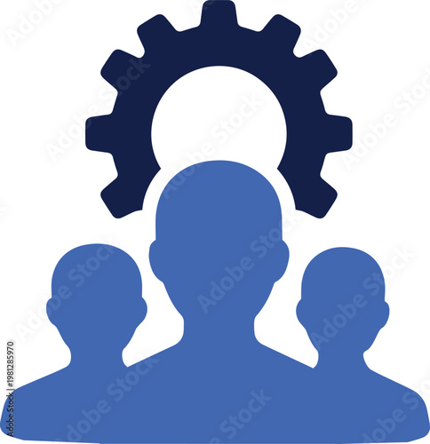 Team Management and Leadership Icon Representing Human Resources, Workforce Coordination, Group Collaboration, and Corporate Structure Silhouette