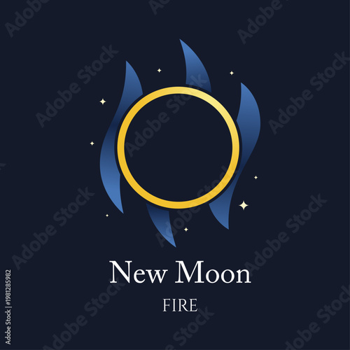 New moon fire element symbol icon