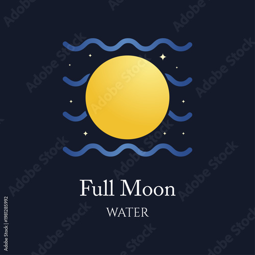 Full moon water element symbol icon