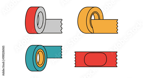 Duct tape Line art vector set abstract minimal modern illustration