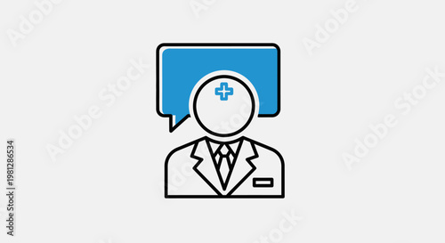 Medical professional icon depicting consultation, digital health, and diagnostic communication