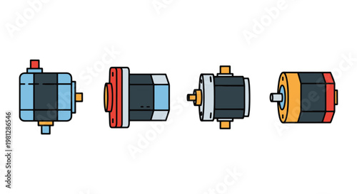 Stepper Motor Line art vector minimal simple illustration