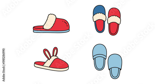 Fuzzy Slippers Line art vector abstract graphic design