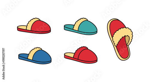 Fuzzy Slippers Line art vector modern abstract clean shapes
