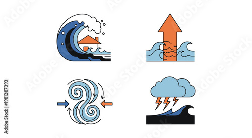 Storm Surge Current Line art modern abstract illustration vector