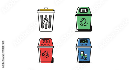 Street recycling bin Line art creative abstract shape vector
