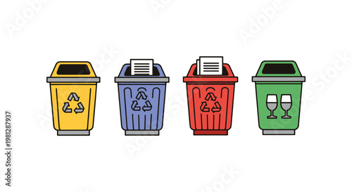 Street recycling bin Line art clean creative abstract vector
