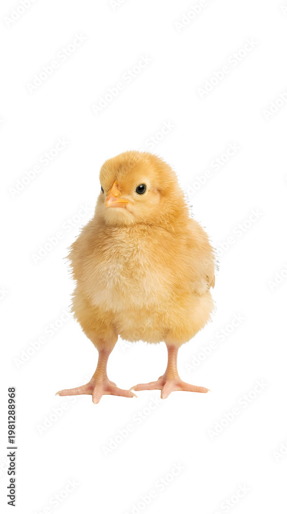 Obraz premium Yellow fluffy chick standing on transparent background